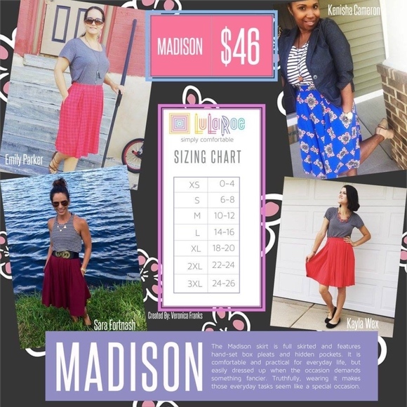 New SOFT LuLaRoe Madison full Skirt box pleats, POCKETS high waisted XS 2 - 4 - Picture 8 of 8